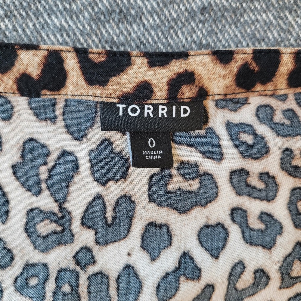 Torrid Leopard Print Button Front Midi Dress Brown Black Animal Size 0 L/XL - Picture 3 of 6
